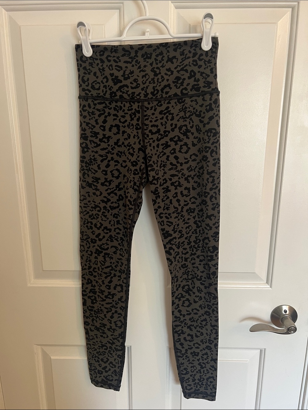 Athleta Girls Olive Green and Black Leopard Leggings